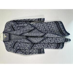 Kaisely Blue Geometric Knit Waterfall Cardigan Boho Aztec Medium